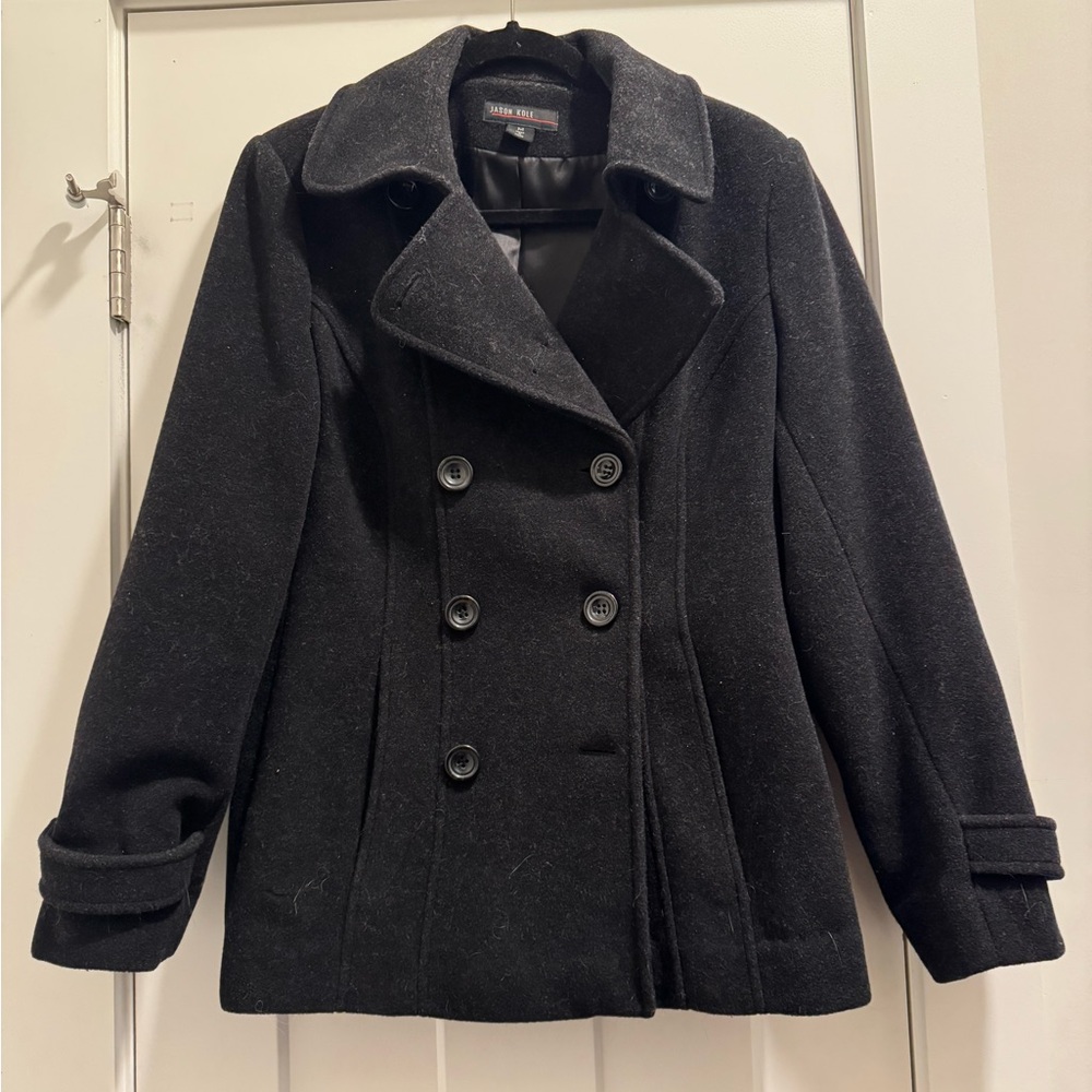 Charcoal Double-Breasted Peacoat